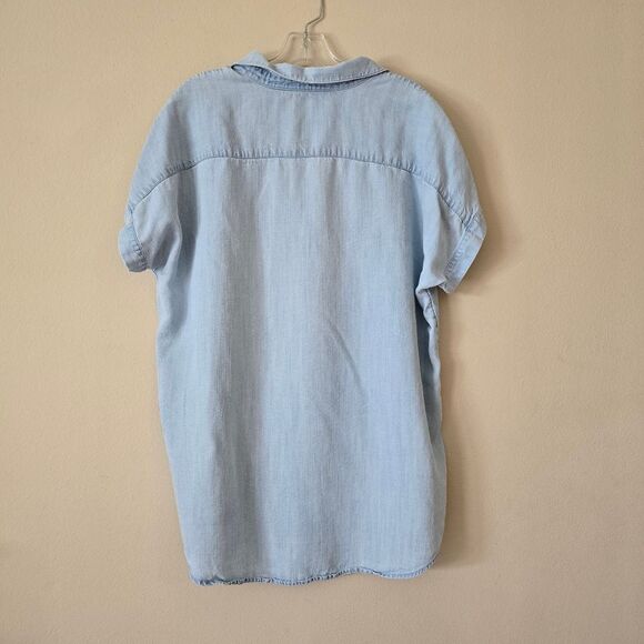 SOFT SURROUDINGS Light Blue Denim Button-Up Shirt Size Large Chambray - Picture 2 of 8